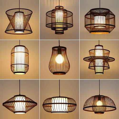 竹编竹艺吊灯创意仿古日式个性复古禅意茶楼饭店餐厅包厢民宿吊灯