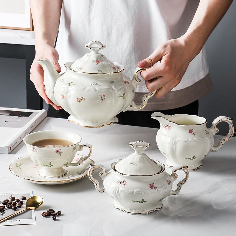 金边下午茶复古花茶套装咖啡杯碟
