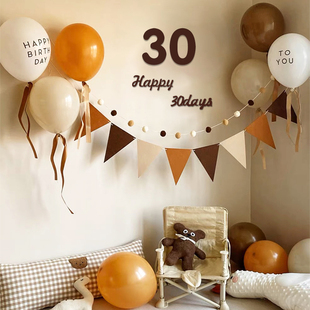 ins森系马宝宝30天满月气球装饰满月宴布置拍照氛围道具拉旗背景
