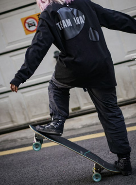 TEAM WANG王嘉尔同款拼接气球长袖男女宽松潮牌高街印花潮圆领T恤