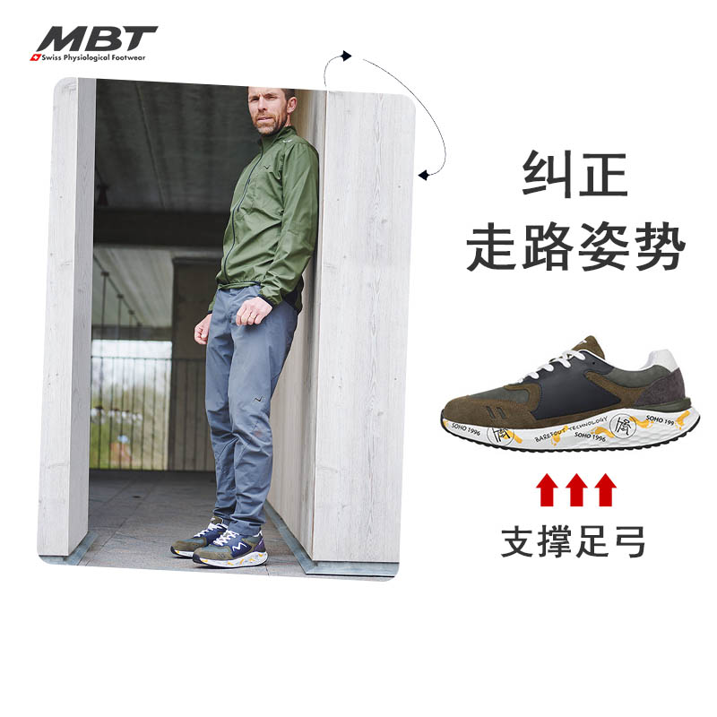 MBT弧形底男厚底休闲通勤鞋 足弓支撑 缓震 耐磨 牛皮 SOHO1996