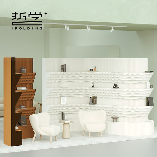 折学家屏风隔断办公室玄关隔档挡板餐厅房间移动分隔多层置物纸墙