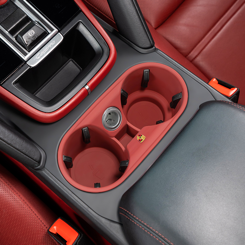 适用保时捷水杯垫卡宴中控储物盒硅胶防滑防尘内饰Macan改装用品