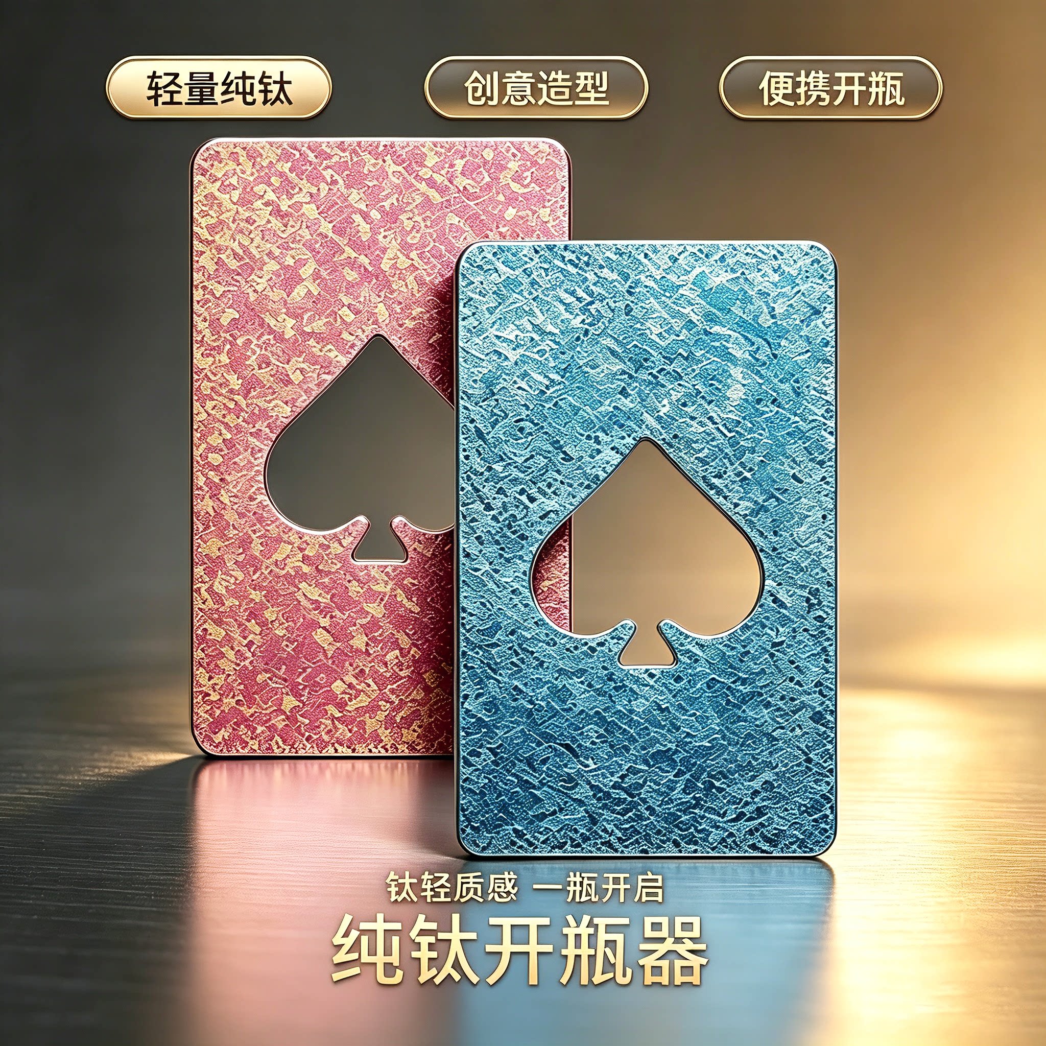 纯钛黑桃卡片刀开瓶器啤酒起子图片