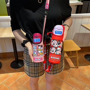 吸管保温杯FHL-355/400/550毫升杯套儿童防摔斜跨保护套