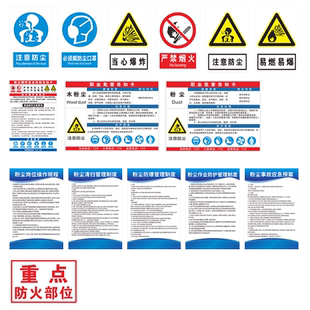 粉尘清扫管理制度岗位安全操作规程制度牌全套粉尘职业病危害告知卡注意防尘标识牌提示牌广告KT板定制