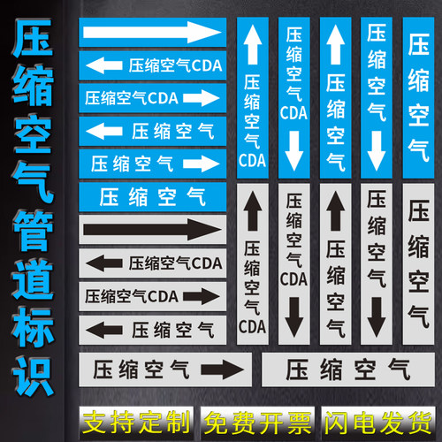 压缩空气管道标识流向贴纸