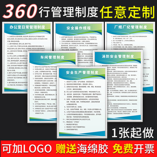 安全生产管理制度定制企业管理制度工厂车间仓库操作规程公司办公室财务规章制度牌KT板各行业制度大全定做