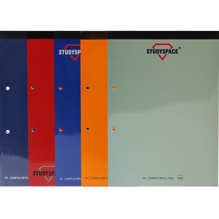 STUDYSPACE 加厚顺滑双孔拍纸本5本装 200页/本 易撕活页笔记本 送一套护孔贴