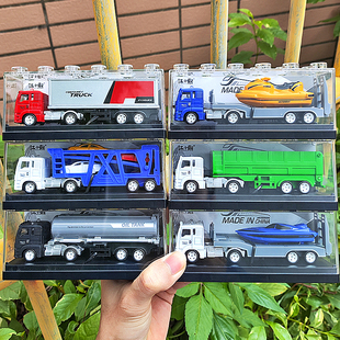 箱大卡车模型工程运输货柜车男孩小汽车玩具仿真 儿童合金半挂集装
