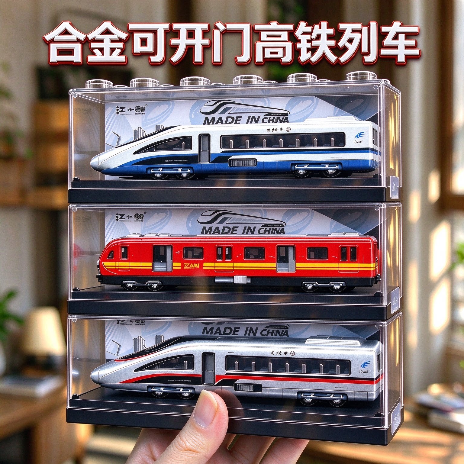 合金高铁和谐仿真列动车模型小火车复兴号电动地铁可开门儿童玩具