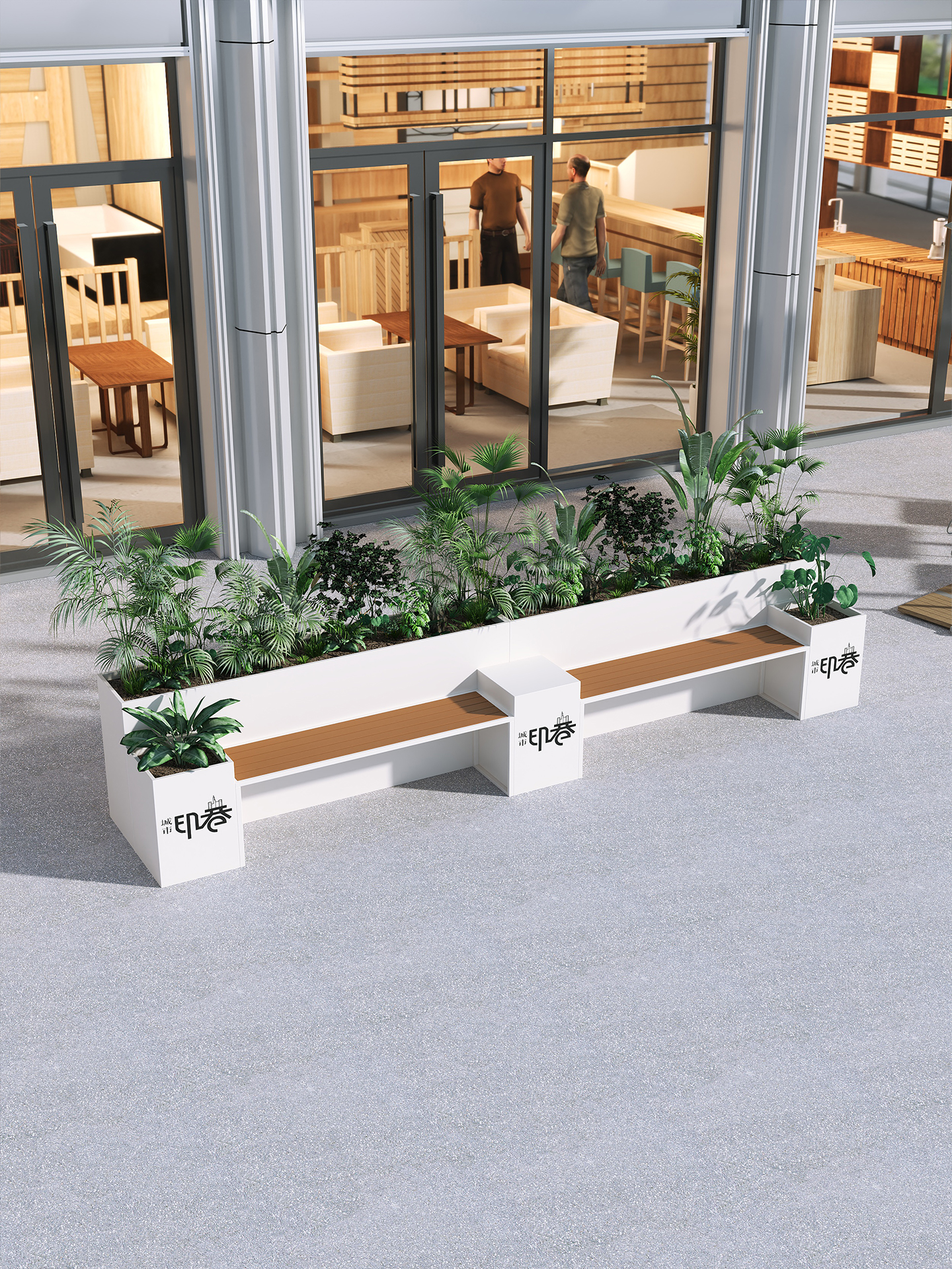 户外座椅座凳卡座花箱组合铁艺广场商业街休息凳景观花池室外阳台