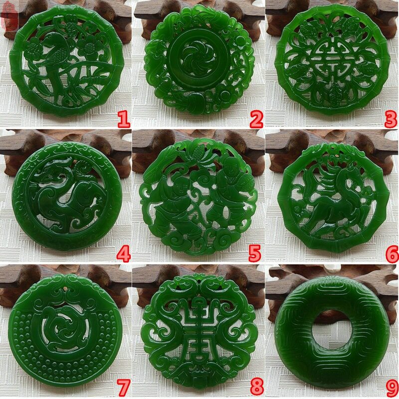 新疆外蒙料碧玉镂空挂件和田玉新坑碧玉仿古寿牌仿古龙吊坠货源