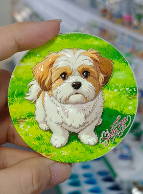 卡通3D西施犬冰箱贴家居装饰树脂立体浮雕文创可爱狗宠物纪念磁贴
