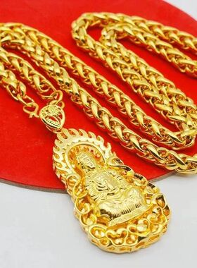 时尚爆款男友加粗礼物坠项链送霸气肖邦男高级金链观音新款纯沙金