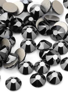 贴纯平底美甲八小钻DIY拉丁舞黑色水钻黑水晶饰品金底八大服配件