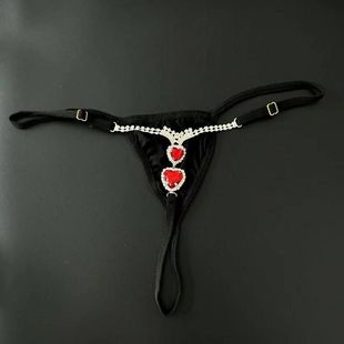 欧美爱心ch女士女内裤 ai配饰****水钻身体时尚 body链双心丁字裤
