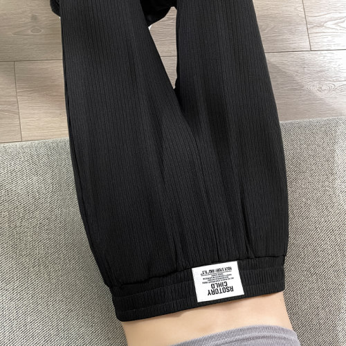 高腰冰丝阔腿裤女夏季薄款直筒裤