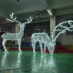 饰 发光节日布置立体小鹿造型装 梦幻灯光秀公园美陈亮化景观布置