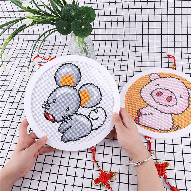 yh十字绣2021年新款十二生肖水晶钻石画满钻带框点贴画砖石贴钻20