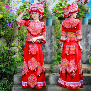 绣姑少数民族云南文山苗族服装女结婚婚服整套舞台演出服饰女定制