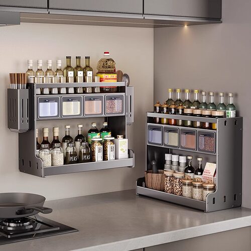 壁挂式免打孔】多功能调味收纳架