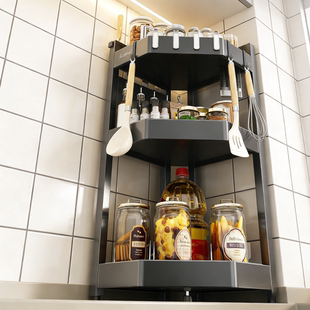 厨房多功能置物架台面转角三角调料品调味料架墙角落调味罐收纳架