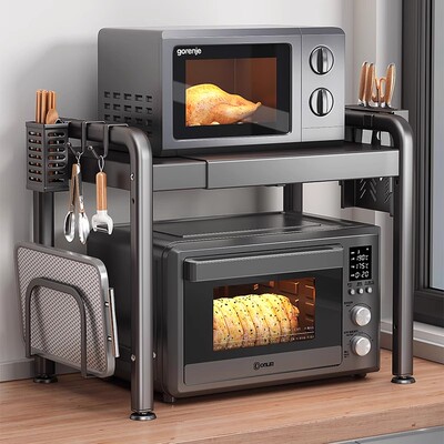 可伸缩电饭煲架置物架厨房微波炉