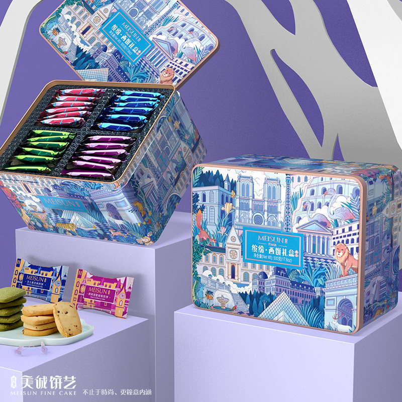 香港美诚缤纷西饼糕点礼盒黑芝麻蔓越莓果仁奇亚籽抹茶休闲零食