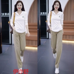 春秋季时尚休闲穿搭套装女爆款气质减龄连帽卫衣阔腿裤旅游一整套