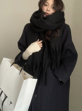 黑色围巾女秋冬季仿羊绒2025新款流行百搭情侣加厚保暖学生围脖冬