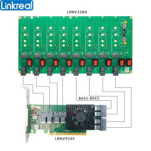 热插拔耐高温可开卡 PCIe3.0转8个固态 M.2硬盘测试套装 Linkreal