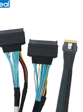 SlimSAS 8654 8i转一分二NVMe U.2 (SFF-8639)硬盘转接线 70CM