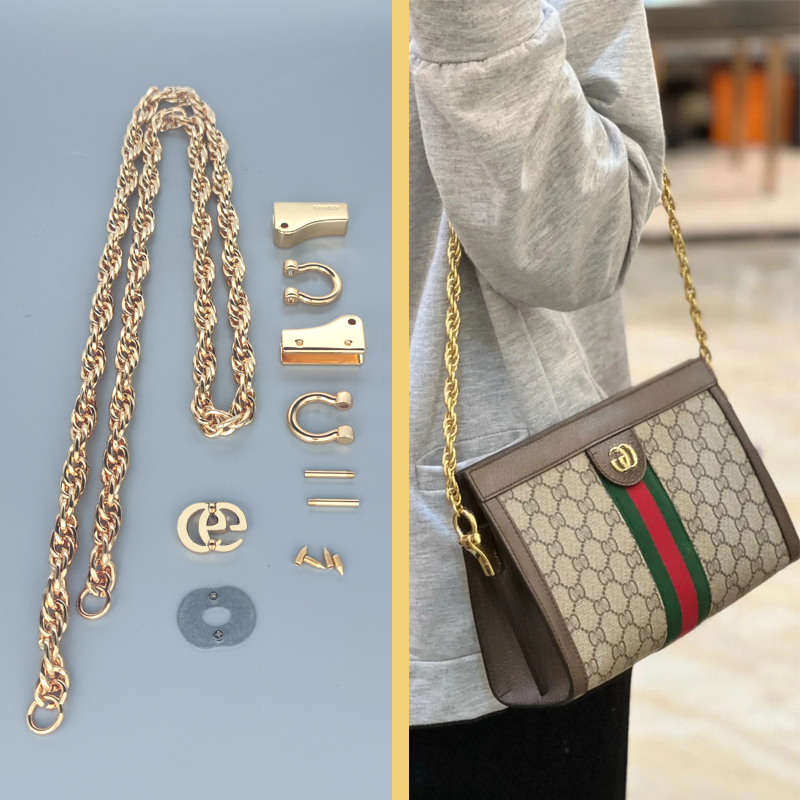 古驰链条五金螺丝零件圆饼包标志