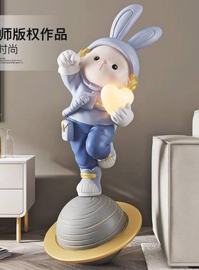 新款大型宇航兔客厅落地摆件电视柜沙发旁家居装饰品2023兔年乔迁