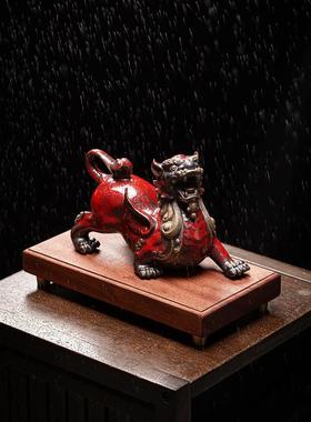 新款久造中式招财貔貅摆件一对家居陶瓷皮丘客厅玄关装饰品办公桌