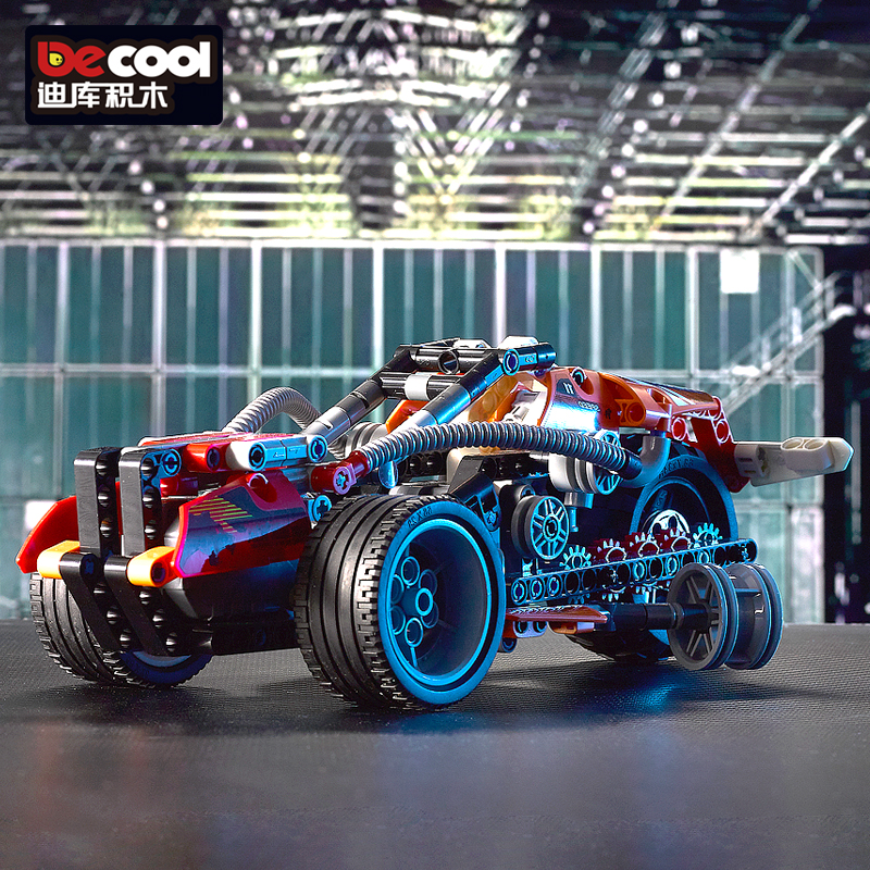 迪库拼装积木益智回力车模型