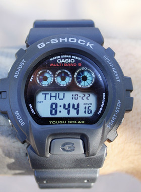 代购正品Casio卡西欧手表男黑色运动三眼太阳能六局电波表GW-6900