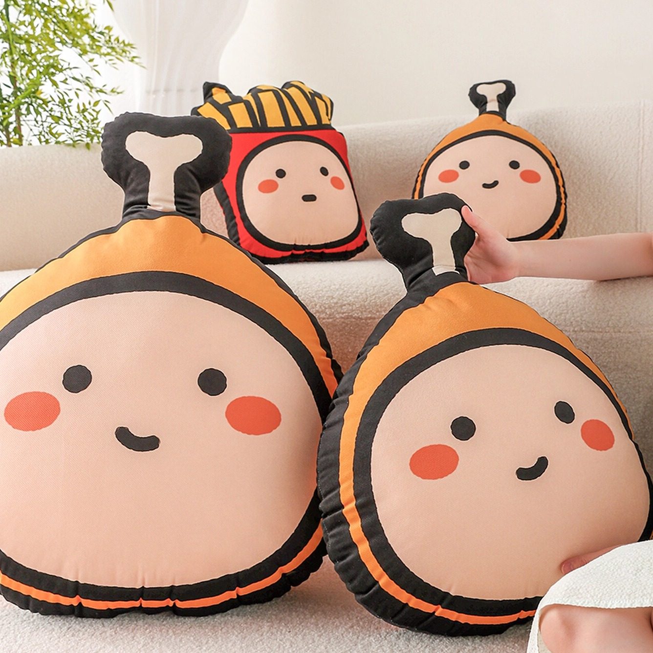 XIXI口 x小蔻 炸鸡抱枕办公室可爱靠垫玩偶客厅沙发睡觉靠枕