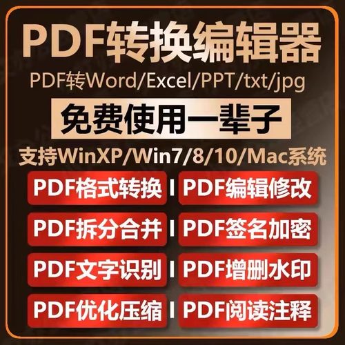 PDF编辑器 PDF转Word软件 修改拆分合并压缩加密阅读 图片转换PDF