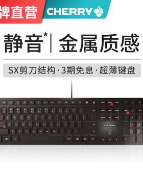 CHERRY樱桃有线静音键盘办公薄膜超薄笔记本电脑男女生码字kc6000