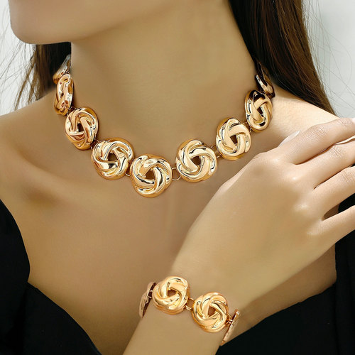 欧美跨境货源复古时尚打结几何项链手链耳钉缠绕造型饰品小众女士