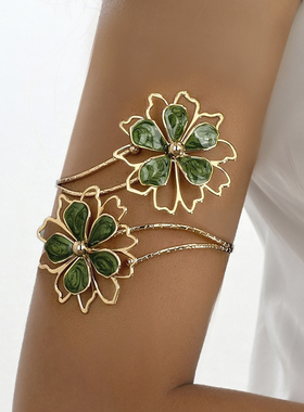 欧美跨境货源时尚个性夸张不规则花纹镂空花朵手镯女气质百搭臂环