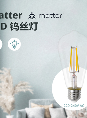 智能LED钨丝灯Matter苹果HomeKit调光调色WiFi语音ST64E27灯丝灯