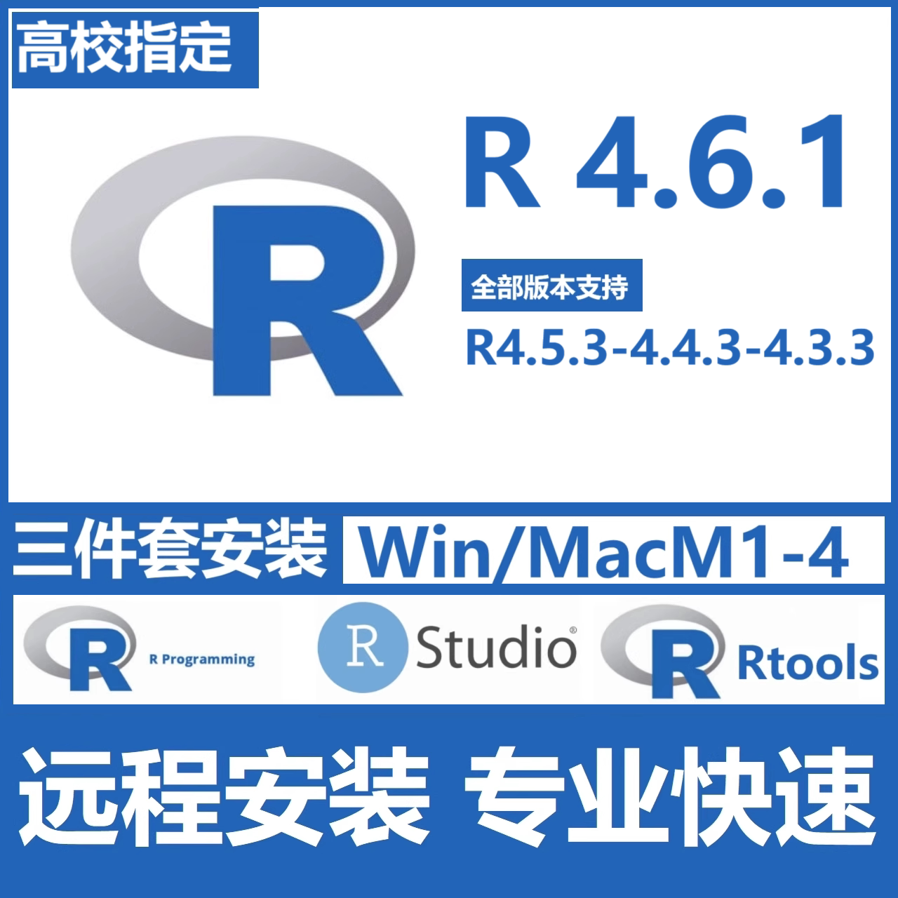 R语言 R4.6.1 4.5.3 4.4.3 RStudio Rtools包软件远程安装Win/Mac图片