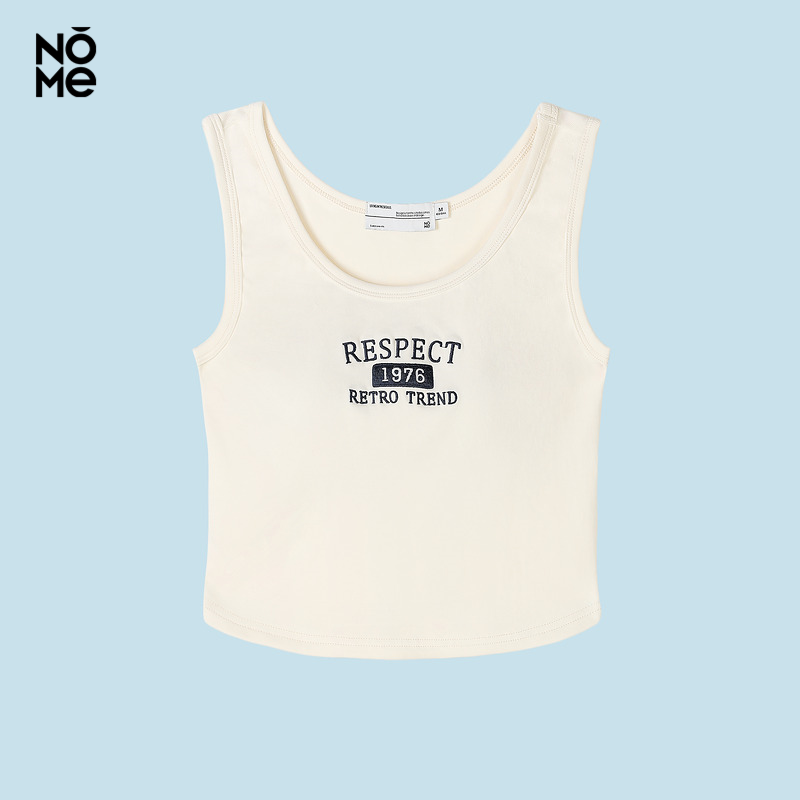 nome诺米t恤女装刺绣短款背心无袖休闲修身纯色字母印花/logo夏季