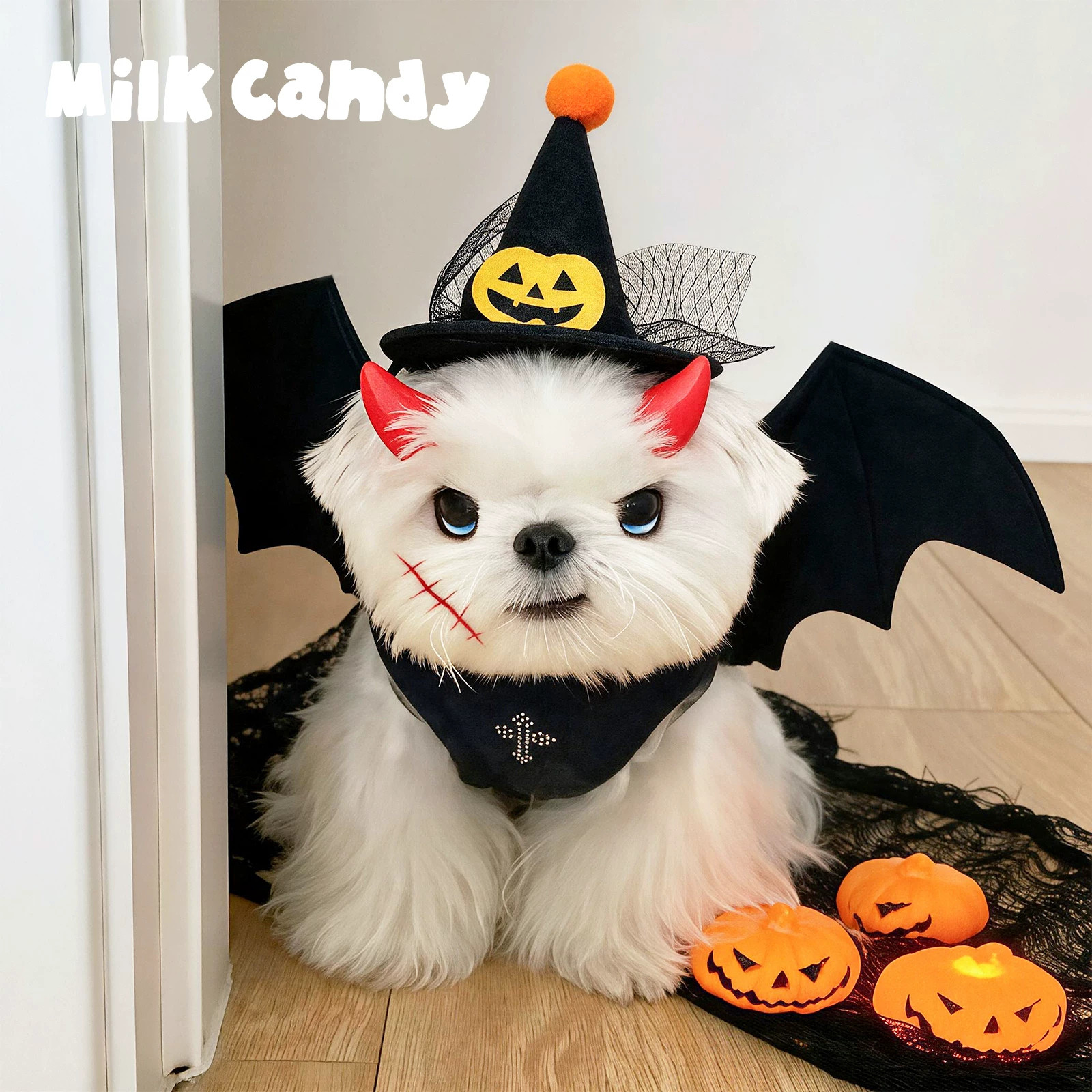 狗狗万圣节围脖宠物蝙蝠翅膀配饰猫咪拍照道具小猫装饰品小狗围巾