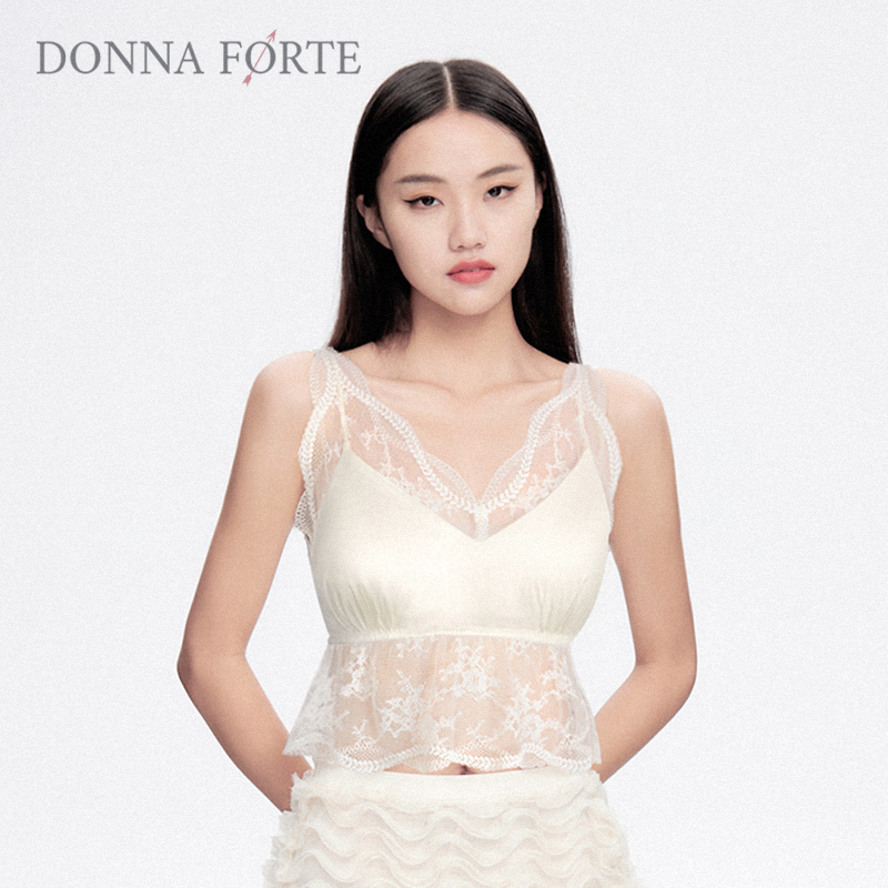 DonnaForte时尚外穿背心仙女风蕾丝薄款亲肤凉感一体式内衣|Carpo