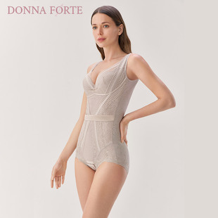 DonnaForte简约女士收腹瘦腰三角连体衣唯美剪花细网面料蔷薇格调