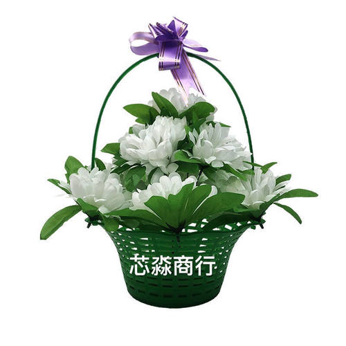清明节花祭祀用品花篮墓碑前摆花扫墓花塑料花上坟花盆花绢花批发